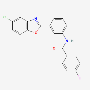 molecular formula C21H14ClIN2O2 B11701148 N-[5-(5-chloro-1,3-benzoxazol-2-yl)-2-methylphenyl]-4-iodobenzamide 