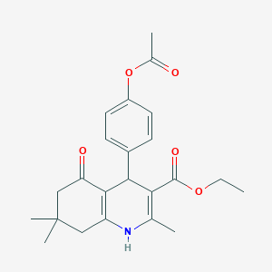 molecular formula C23H27NO5 B11701199 Ethyl 4-[4-(acetyloxy)phenyl]-2,7,7-trimethyl-5-oxo-1,4,5,6,7,8-hexahydroquinoline-3-carboxylate 