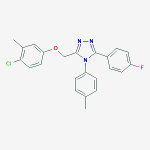 molecular formula C23H19ClFN3O B117045 4H-1,2,4-Triazole, 3-((4-chloro-3-methylphenoxy)methyl)-5-(4-fluorophenyl)-4-(4-methylphenyl)- CAS No. 141079-08-5