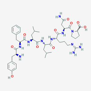 molecular formula C45H67N11O10 B117046 (2S)-1-[(2S)-4-amino-2-[[(2S)-2-[[(2S)-2-[[(2S)-2-[[(2S)-2-[[(2S)-2-amino-3-(4-hydroxyphenyl)propanoyl]amino]-3-phenylpropanoyl]amino]-4-methylpentanoyl]amino]-4-methylpentanoyl]amino]-5-(diaminomethylideneamino)pentanoyl]amino]-4-oxobutanoyl]pyrrolidine-2-carboxylic acid CAS No. 149440-16-4