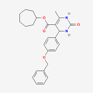molecular formula C26H30N2O4 B11704898 Cycloheptyl 4-[4-(benzyloxy)phenyl]-6-methyl-2-oxo-1,2,3,4-tetrahydropyrimidine-5-carboxylate 