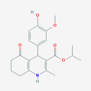molecular formula C21H25NO5 B11704941 Propan-2-yl 4-(4-hydroxy-3-methoxyphenyl)-2-methyl-5-oxo-1,4,5,6,7,8-hexahydroquinoline-3-carboxylate 