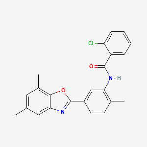 molecular formula C23H19ClN2O2 B11705289 2-chloro-N-[5-(5,7-dimethyl-1,3-benzoxazol-2-yl)-2-methylphenyl]benzamide 