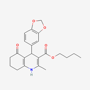 molecular formula C22H25NO5 B11705298 Butyl 4-(1,3-benzodioxol-5-yl)-2-methyl-5-oxo-1,4,5,6,7,8-hexahydroquinoline-3-carboxylate 