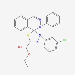 molecular formula C25H21ClN4O2S B11705302 ethyl 3'-(3-chlorophenyl)-4-methyl-2-phenyl-2H,3'H-spiro[phthalazine-1,2'-[1,3,4]thiadiazole]-5'-carboxylate 