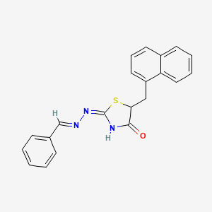 molecular formula C21H17N3OS B11705316 Benzaldehyde (5-(1-naphthylmethyl)-4-oxo-1,3-thiazolidin-2-ylidene)hydrazone 