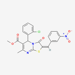 molecular formula C22H16ClN3O5S B11705325 methyl (2E)-5-(2-chlorophenyl)-7-methyl-2-(3-nitrobenzylidene)-3-oxo-2,3-dihydro-5H-[1,3]thiazolo[3,2-a]pyrimidine-6-carboxylate 