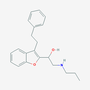 molecular formula C21H25NO2 B117054 (+-)-3-(2-Phenylethyl)-alpha-((propylamino)methyl)-2-benzofuranmethanol CAS No. 158358-22-6