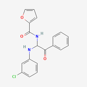molecular formula C19H15ClN2O3 B11705601 N-{1-[(3-chlorophenyl)amino]-2-oxo-2-phenylethyl}furan-2-carboxamide 