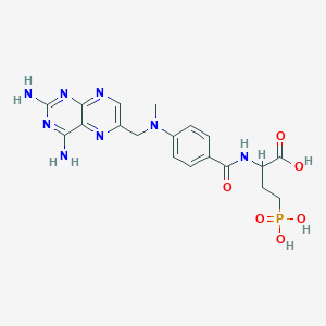molecular formula C19H23N8O6P B011706 2-((4-(((2,4-Diaminopteridin-6-yl)methyl)methylamino)phenyl)carbonylamino)-4-phosphonobutanoic acid CAS No. 106351-98-8