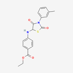 molecular formula C19H18N2O4S B11706126 Ethyl 4-{[3-(3-methylphenyl)-2,4-dioxo-1,3-thiazolidin-5-yl]amino}benzoate 