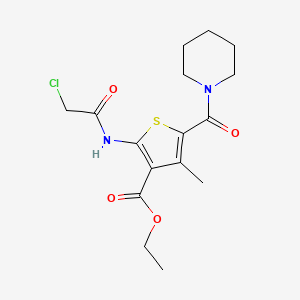 molecular formula C16H21ClN2O4S B11706143 Ethyl 2-[(chloroacetyl)amino]-4-methyl-5-(piperidin-1-ylcarbonyl)thiophene-3-carboxylate 