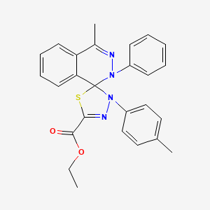 molecular formula C26H24N4O2S B11706292 ethyl 4-methyl-3'-(4-methylphenyl)-2-phenyl-2H,3'H-spiro[phthalazine-1,2'-[1,3,4]thiadiazole]-5'-carboxylate 