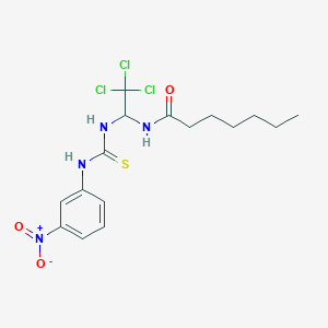 molecular formula C16H21Cl3N4O3S B11706331 N-(2,2,2-trichloro-1-{[(3-nitrophenyl)carbamothioyl]amino}ethyl)heptanamide 