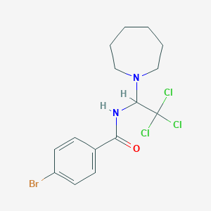 molecular formula C15H18BrCl3N2O B11706396 N-[1-(azepan-1-yl)-2,2,2-trichloroethyl]-4-bromobenzamide 
