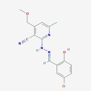 molecular formula C16H15BrN4O2 B11706535 2-[(2E)-2-(5-bromo-2-hydroxybenzylidene)hydrazinyl]-4-(methoxymethyl)-6-methylpyridine-3-carbonitrile 