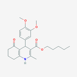 molecular formula C24H31NO5 B11706568 Pentyl 4-(3,4-dimethoxyphenyl)-2-methyl-5-oxo-1,4,5,6,7,8-hexahydroquinoline-3-carboxylate 