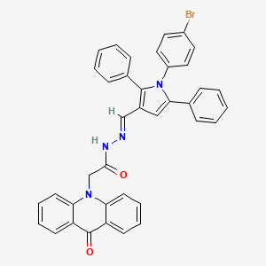 molecular formula C38H27BrN4O2 B11706692 N'-{(E)-[1-(4-bromophenyl)-2,5-diphenyl-1H-pyrrol-3-yl]methylidene}-2-(9-oxoacridin-10(9H)-yl)acetohydrazide 
