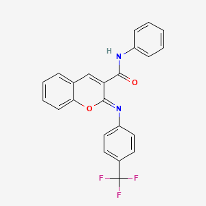 molecular formula C23H15F3N2O2 B11706765 (2Z)-N-phenyl-2-{[4-(trifluoromethyl)phenyl]imino}-2H-chromene-3-carboxamide 