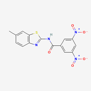 molecular formula C15H10N4O5S B11706868 N-(6-methyl-1,3-benzothiazol-2-yl)-3,5-dinitrobenzamide 