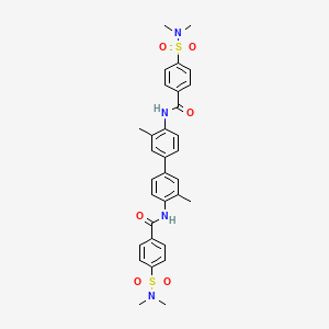 molecular formula C32H34N4O6S2 B11706898 N,N'-(3,3'-dimethyl-[1,1'-biphenyl]-4,4'-diyl)bis(4-(N,N-dimethylsulfamoyl)benzamide) 