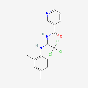molecular formula C16H16Cl3N3O B11707082 N-{2,2,2-trichloro-1-[(2,4-dimethylphenyl)amino]ethyl}pyridine-3-carboxamide 
