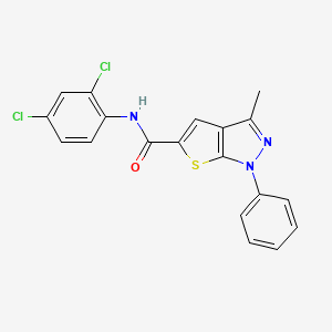 molecular formula C19H13Cl2N3OS B11707192 N-(2,4-dichlorophenyl)-3-methyl-1-phenyl-1H-thieno[2,3-c]pyrazole-5-carboxamide 