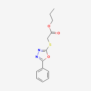 molecular formula C13H14N2O3S B11707355 Propyl 2-[(5-phenyl-1,3,4-oxadiazol-2-yl)sulfanyl]acetate 
