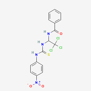 molecular formula C16H13Cl3N4O3S B11707427 N-(2,2,2-Trichloro-1-(3-(4-nitro-phenyl)-thioureido)-ethyl)-benzamide 