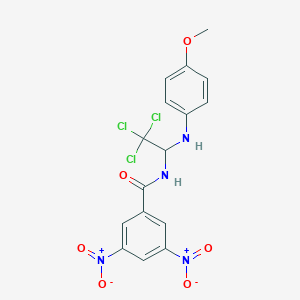 molecular formula C16H13Cl3N4O6 B11707540 3,5-dinitro-N-[2,2,2-trichloro-1-(4-methoxyanilino)ethyl]benzamide 