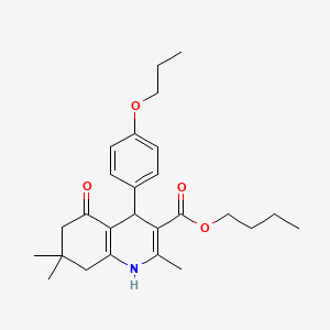 molecular formula C26H35NO4 B11707600 Butyl 2,7,7-trimethyl-5-oxo-4-(4-propoxyphenyl)-1,4,5,6,7,8-hexahydroquinoline-3-carboxylate 