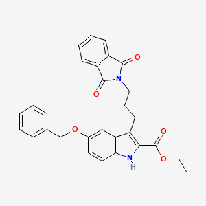 molecular formula C29H26N2O5 B11707817 ethyl 5-(benzyloxy)-3-[3-(1,3-dioxo-1,3-dihydro-2H-isoindol-2-yl)propyl]-1H-indole-2-carboxylate 