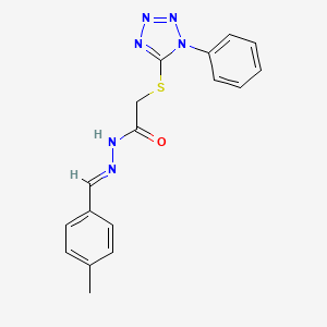 molecular formula C17H16N6OS B11708026 N'-[(E)-(4-methylphenyl)methylidene]-2-[(1-phenyl-1H-tetrazol-5-yl)sulfanyl]acetohydrazide 
