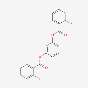 molecular formula C20H12F2O4 B11708226 Benzene, 1,3-bis(2-fluorobenzoyloxy)- 