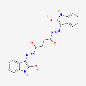 molecular formula C20H16N6O4 B11708818 N'~1~-[(3E)-2-oxo-1,2-dihydro-3H-indol-3-ylidene]-N'~4~-[(3Z)-2-oxo-1,2-dihydro-3H-indol-3-ylidene]butanedihydrazide 