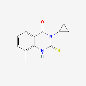 molecular formula C12H12N2OS B11708881 3-Cyclopropyl-8-methyl-2-sulfanylidene-1,2,3,4-tetrahydroquinazolin-4-one 