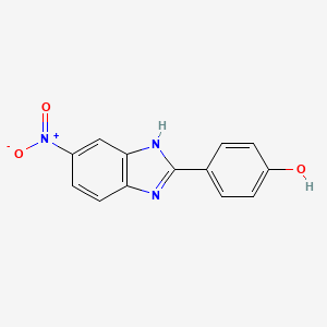 molecular formula C13H9N3O3 B11709025 Phenol, 4-(5-nitro-1H-benzimidazol-2-yl)- CAS No. 113551-23-8