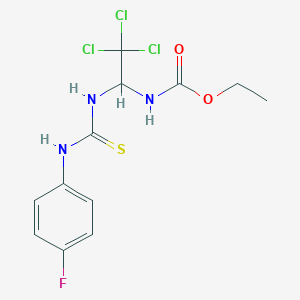 molecular formula C12H13Cl3FN3O2S B11709423 Ethyl 2,2,2-trichloro-1-{[(4-fluoroanilino)carbothioyl]amino}ethylcarbamate 