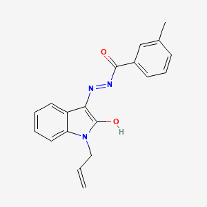 molecular formula C19H17N3O2 B11709572 N'-[(3Z)-1-allyl-2-oxo-1,2-dihydro-3H-indol-3-ylidene]-3-methylbenzohydrazide 