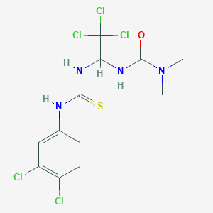 molecular formula C12H13Cl5N4OS B11709605 N,N-dimethyl-N'-(2,2,2-trichloro-1-{[(3,4-dichloroanilino)carbothioyl]amino}ethyl)urea 
