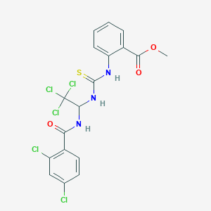 molecular formula C18H14Cl5N3O3S B11709977 Methyl 2-{[(2,2,2-trichloro-1-{[(2,4-dichlorophenyl)carbonyl]amino}ethyl)carbamothioyl]amino}benzoate 