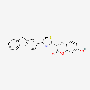 molecular formula C25H15NO3S B11710132 3-[4-(9H-fluoren-2-yl)-1,3-thiazol-2-yl]-7-hydroxy-2H-chromen-2-one 