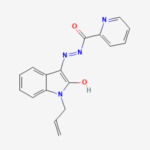 molecular formula C17H14N4O2 B11710220 N'-[(3Z)-1-allyl-2-oxo-1,2-dihydro-3H-indol-3-ylidene]-2-pyridinecarbohydrazide 