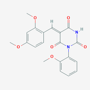 molecular formula C20H18N2O6 B11710501 (5Z)-5-(2,4-dimethoxybenzylidene)-1-(2-methoxyphenyl)pyrimidine-2,4,6(1H,3H,5H)-trione 