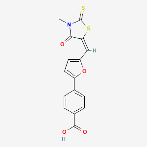 molecular formula C16H11NO4S2 B11710769 4-{5-[(E)-(3-methyl-4-oxo-2-thioxo-1,3-thiazolidin-5-ylidene)methyl]furan-2-yl}benzoic acid 
