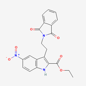 molecular formula C21H17N3O6 B11711305 ethyl 3-[2-(1,3-dioxoisoindol-2-yl)ethyl]-5-nitro-1H-indole-2-carboxylate 