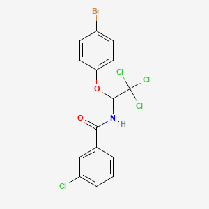 molecular formula C15H10BrCl4NO2 B11711340 N-[1-(4-bromophenoxy)-2,2,2-trichloroethyl]-3-chlorobenzamide 