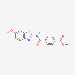 molecular formula C17H14N2O4S B11711396 Methyl 4-[(6-methoxy-1,3-benzothiazol-2-yl)carbamoyl]benzoate CAS No. 313504-90-4