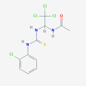 molecular formula C11H11Cl4N3OS B11712421 N-(2,2,2-trichloro-1-{[(2-chlorophenyl)carbamothioyl]amino}ethyl)acetamide 