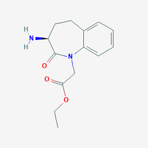 molecular formula C14H18N2O3 B117132 (S)-3-Amino-2,3,4,5-tetrahydro-2-oxo-1H-1-benzazepine-1-acetic Acid Ethyl Ester CAS No. 86499-52-7